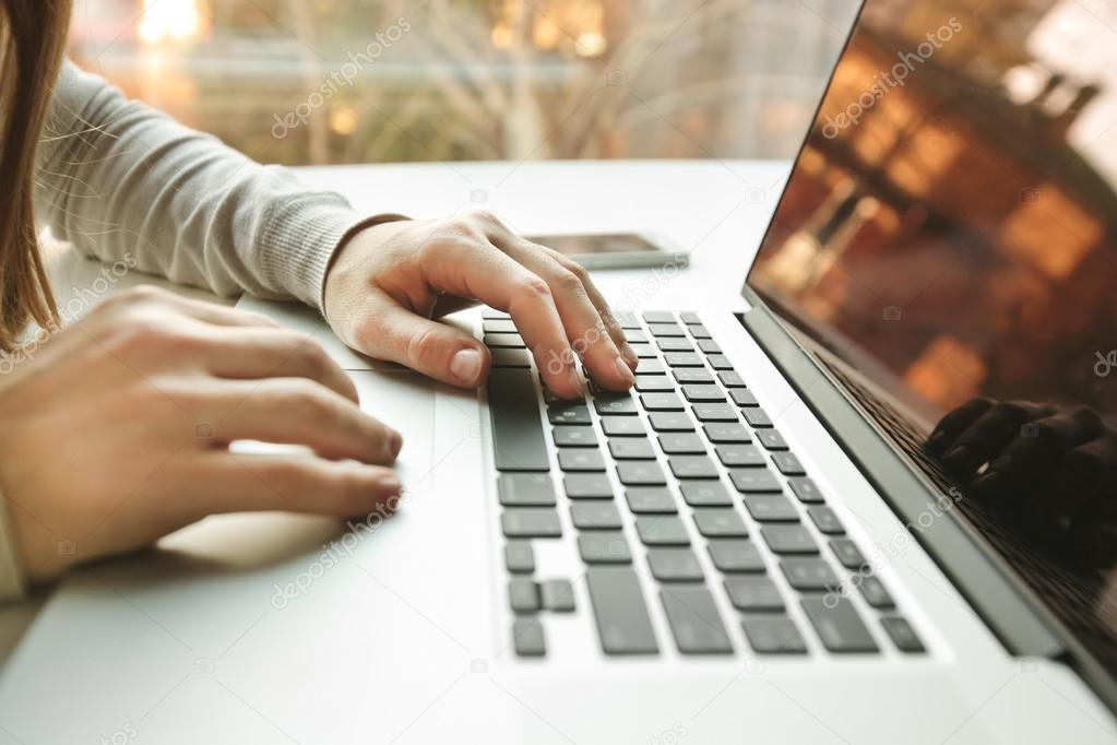 woman working on laptop