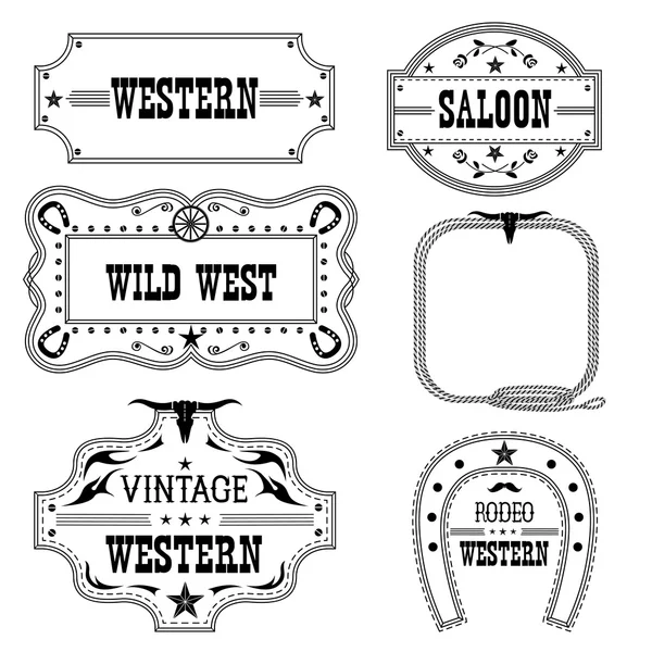 Western vintage labels isolated on white for design — Stock Vector