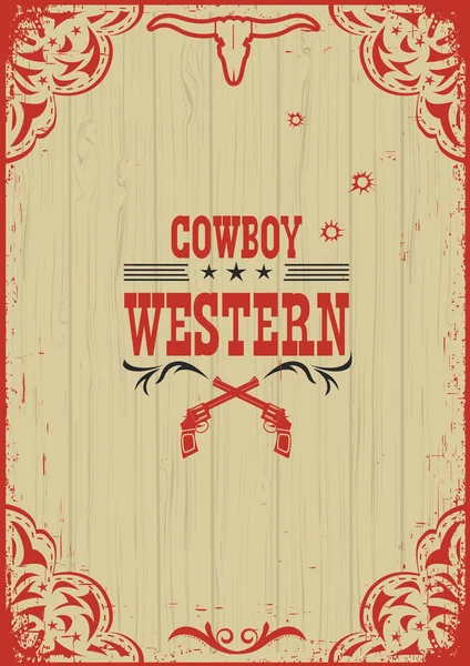 Cartel vaquero occidental fondo con armas — Vector de stock