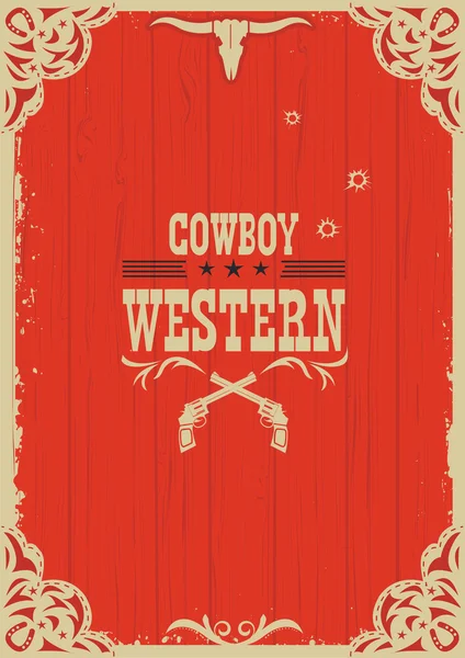 Cowboy ocidental fundo vermelho com armas — Vetor de Stock