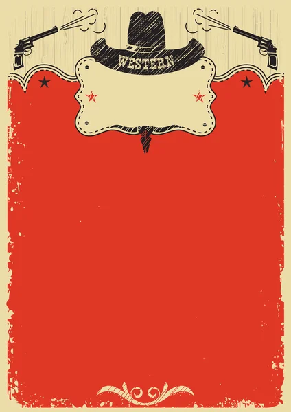 De achtergrond van de cowboy hoed met westerse decoratie. Vector cowboy rood — Stockvector