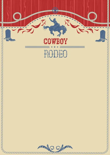 Amerikansk cowboy rodeo affisch. Vector västra papper bakgrund för — Stock vektor