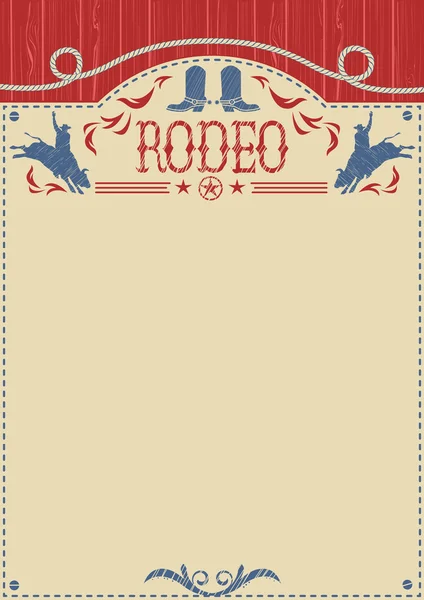 Americano cowboy rodeo poster per text.Cowboy equitazione toro selvaggio — Vettoriale Stock