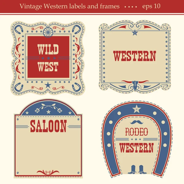 Western labels.Vector symbols and boards isolated on white — Stock Vector