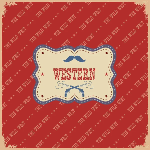 Western label background.Vector wild west illustrazione con testo — Vettoriale Stock