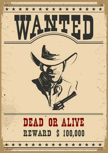 Wanted affisch. Vektor västra illustration — Stock vektor