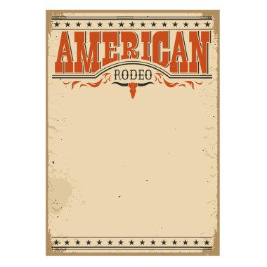 Eski kağıt dokusu üzerinde metin için Amerikan rodeo poster