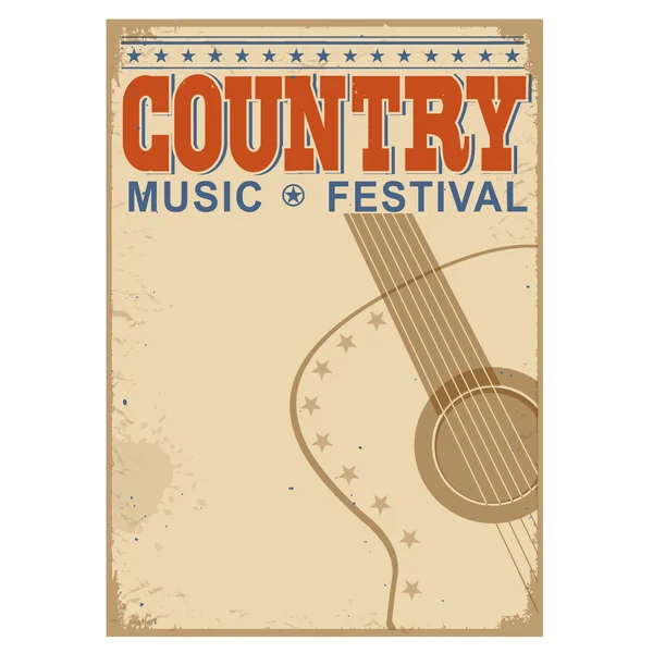Musica country festival sfondo con testo. vecchio poster vettoriale w — Vettoriale Stock