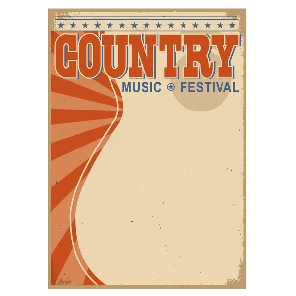 Sfondo musica country con testo.Vecchio poster vettoriale — Vettoriale Stock
