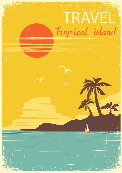 Tropisk paradisö. Vector sommaren solen affisch — Stock vektor