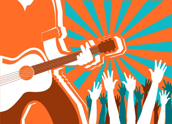 Rock muzikant concert achtergrond. Vector-poster — Stockvector