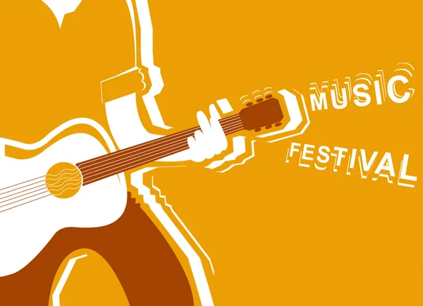 Festival musicale poster con uomo musicista e chitarra . — Vettoriale Stock