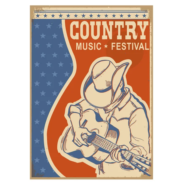 American Country música fundo retro cartaz com texto — Vetor de Stock