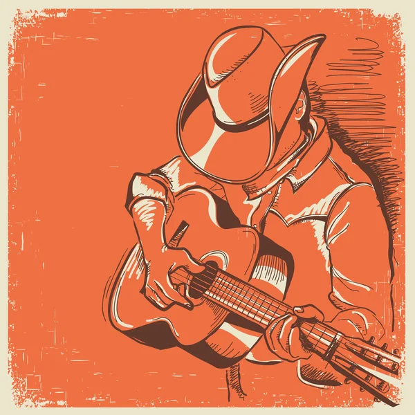 Festival de música country americano con músico tocando la guitarra en — Vector de stock