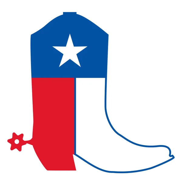 Cowboy Stövlar Med Texas Flagga Dekoration Vektor Amerikansk Symbol Illustration — Stock vektor