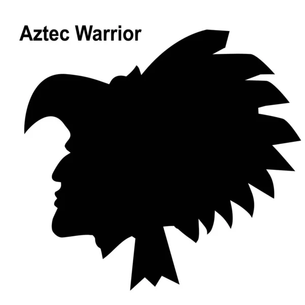 Azteekse Stamstrijder Vector Illustratie Etnische Krijger Zwart Silhouet Geïsoleerd Wit — Stockvector