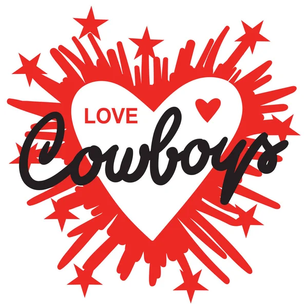 Cowboy Country Ama Cuore Vettoriale Amore Cuore Con Cowboy Testo — Vettoriale Stock