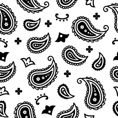 Kusursuz bandana siyah beyaz desenli. Arka plan için klasik geleneksel süslemeleri olan vektör kırmızı Amerikan bandanası