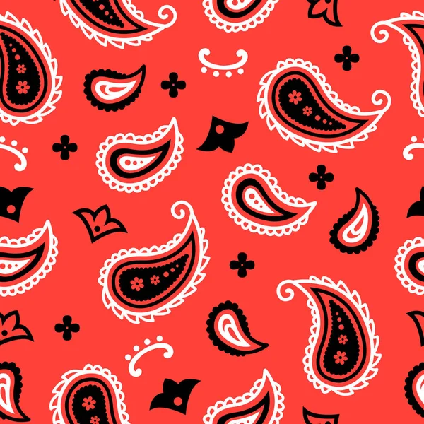 Seamless Bandanna Red Pattern Vector Red American Bandanna Classic Traditional — Stock Vector