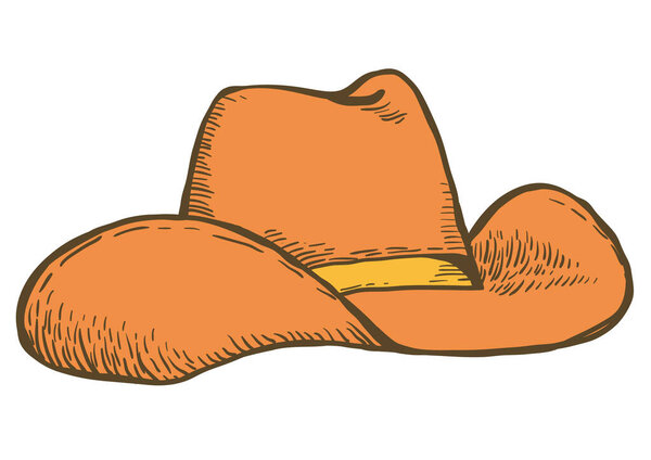 Ковбойская шляпа изолирована на белом. Винтажная векторная иллюстрация концепции ранчо Ковбой