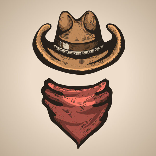 Ковбойская шляпа и бандана.
 