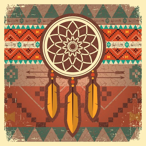 Vector dream catcher poster met etnische ornament — Stockvector