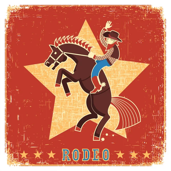 Cowboy riding rodeo with horse — Stock Vector