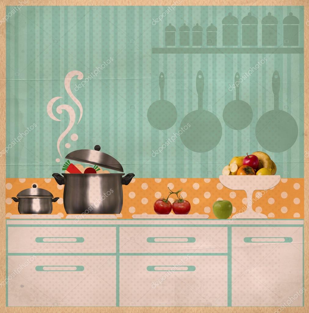 Küche Interieur collage.retro Karte auf Altpapier — Stockfoto ... Küche Interieur collage.retro Karte auf Altpapier — Stockfoto ...