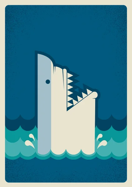 Köpekbalığı poster.vector arka plan illüstrasyon — Stok Vektör