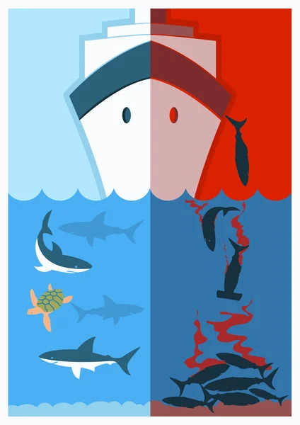 鮫 finning を停止します。ベクター カラー イラスト — ストックベクタ