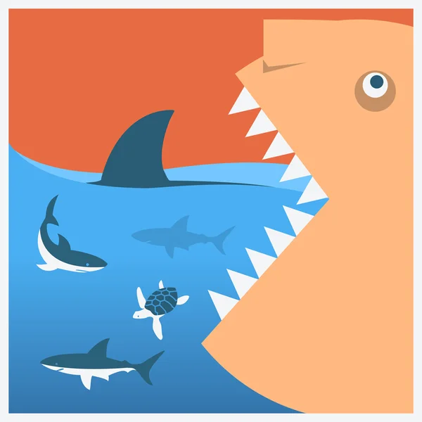 Mantenha o cartaz do símbolo sharks.Vector — Vetor de Stock