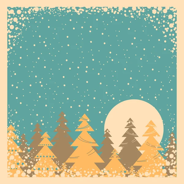 Snow winter card illustration on old poster — Stock Vector