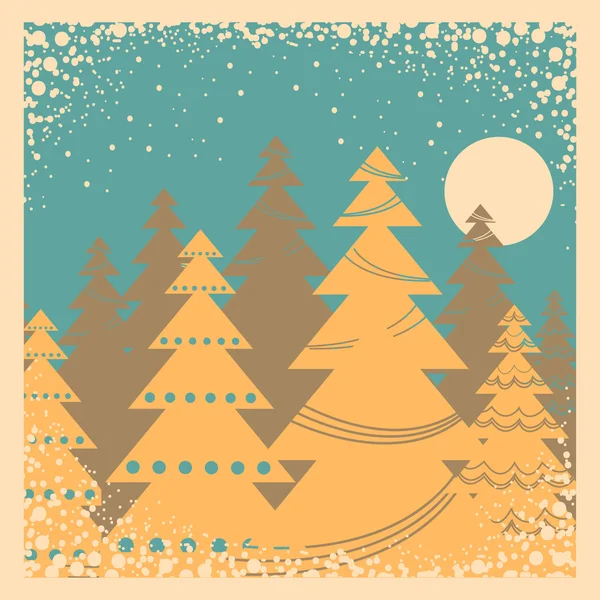 ヴィンテージ冬雪フレーム カード イラスト — ストックベクタ