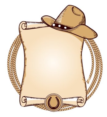 Cowboy hat and lasso.Vector American illustration clipart