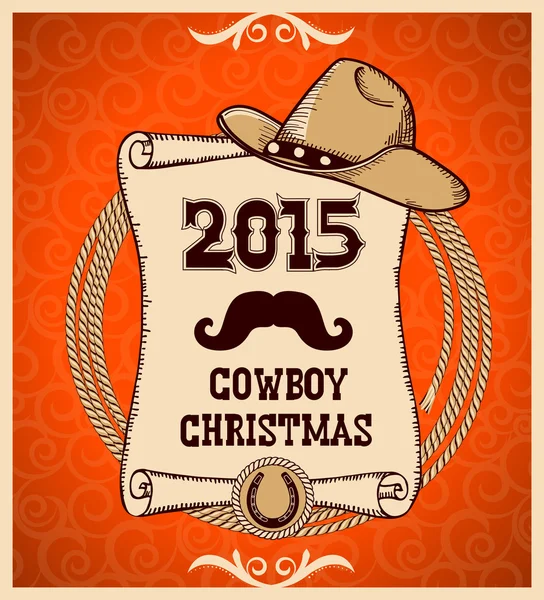 Western újévi üdvözlő kártya lapozzunk — Stock Vector