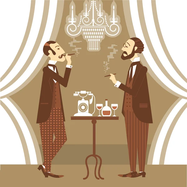 Gentlemen in club.Vector illustration — Stock Vector