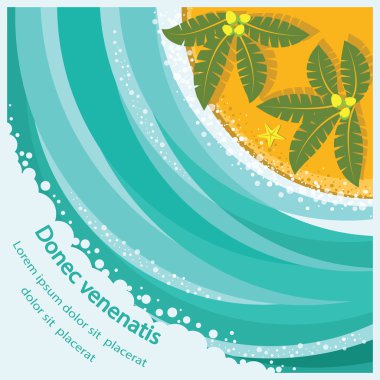 Tropik ada ile deniz dalgaları arka plan