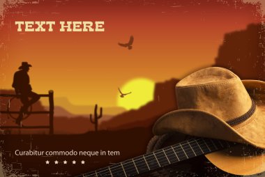 American Country music.Western background with guitar clipart