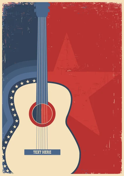 Concert guitar for poster music festival. — Stock Vector