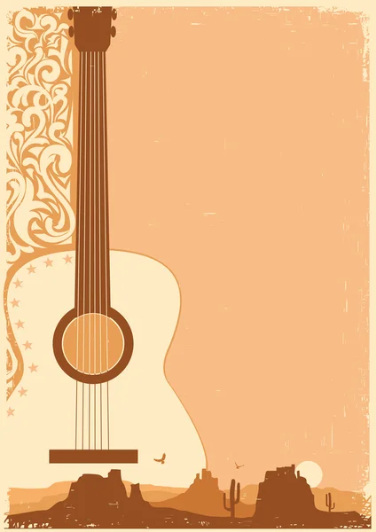 Concert guitar poster music festival on ola paper. — Stock Vector