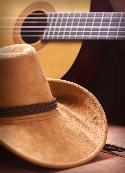 Sfondo musicale country americano con cappello da cowboy — Foto Stock