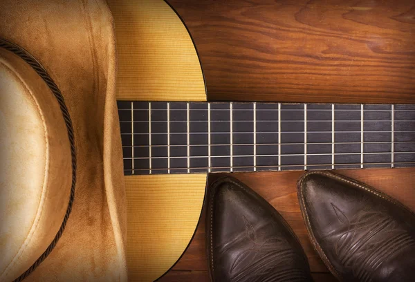 Fondo de música country americano con botas de vaquero — Foto de Stock