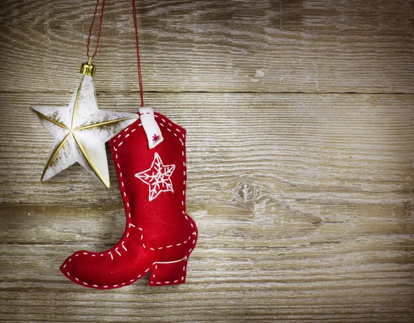 Cowboy christmas background on wood texture — Stock Photo, Image