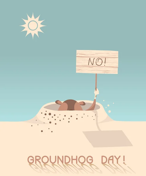 Groundhog day. Vecto cartoon afbeelding — Stockvector