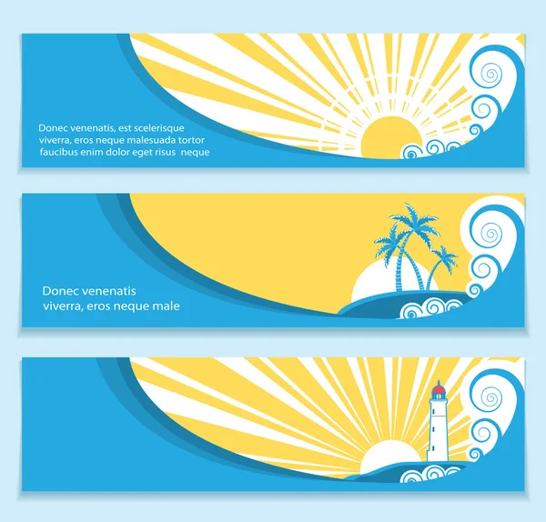 Seascape flat banners.Vector illustration for text — Stock Vector