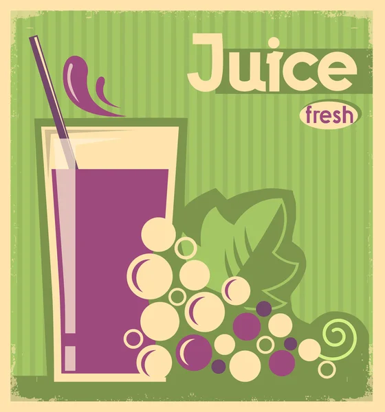 Old poster of grape juice on old paper texture — Stock Vector