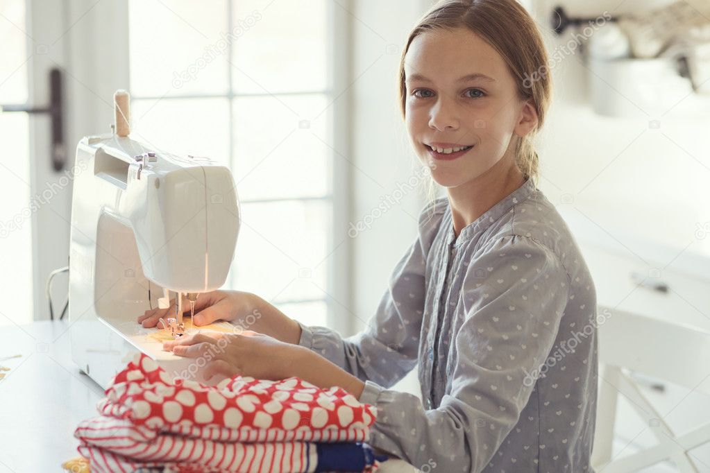 Child sewing