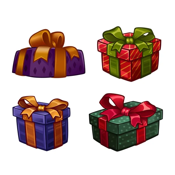 Conjunto Regalos Navidad Ilustración Vectorial — Vector de stock