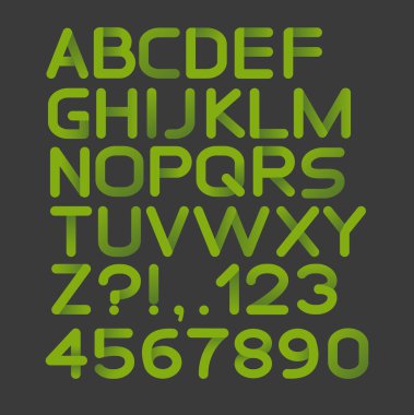 Kağıt yeşil katı alfabe yuvarlanır. siyah üzerine izole