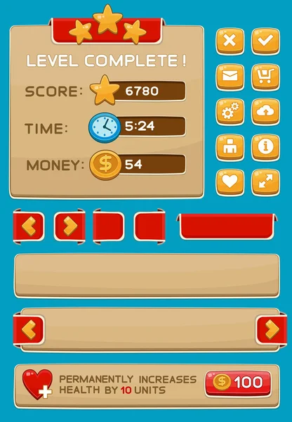 Gränssnitt knappar för spel eller för apps — Stock vektor